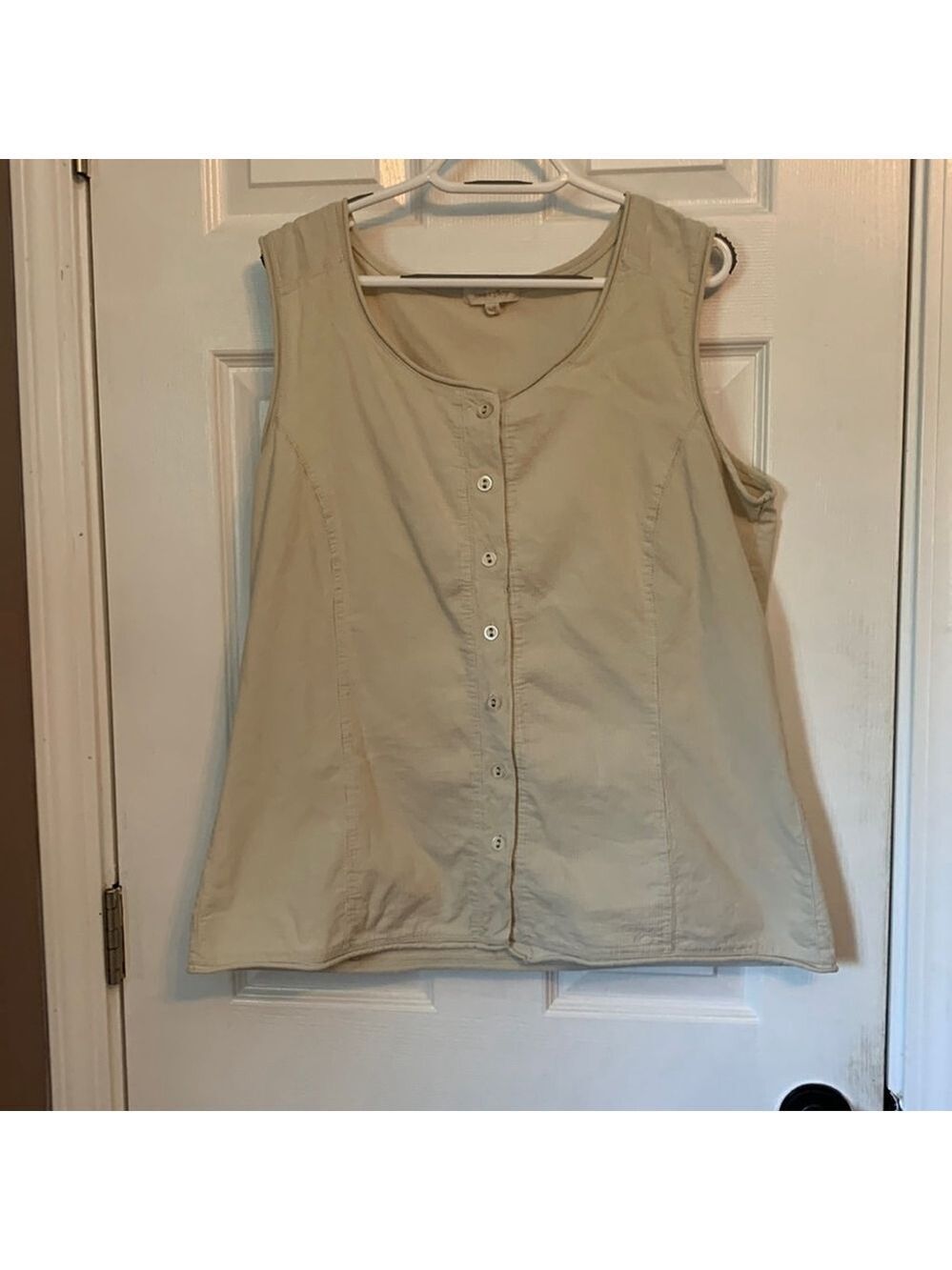 Beige Cotton Ginny large button up woman’s tank top